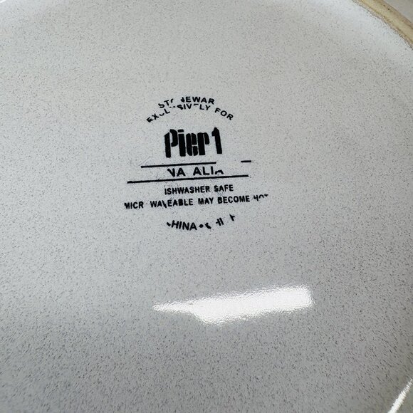 Pier 1 NATALIA Cream Embossed Dots & Scrolls Stoneware Salad Lunch Plates Set 2 - Picture 6 of 13